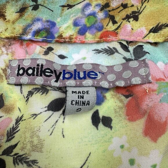 Bailey Blue Green Floral Print Collar Fit & Flare Mini Dress Size Small - Picture 2 of 9